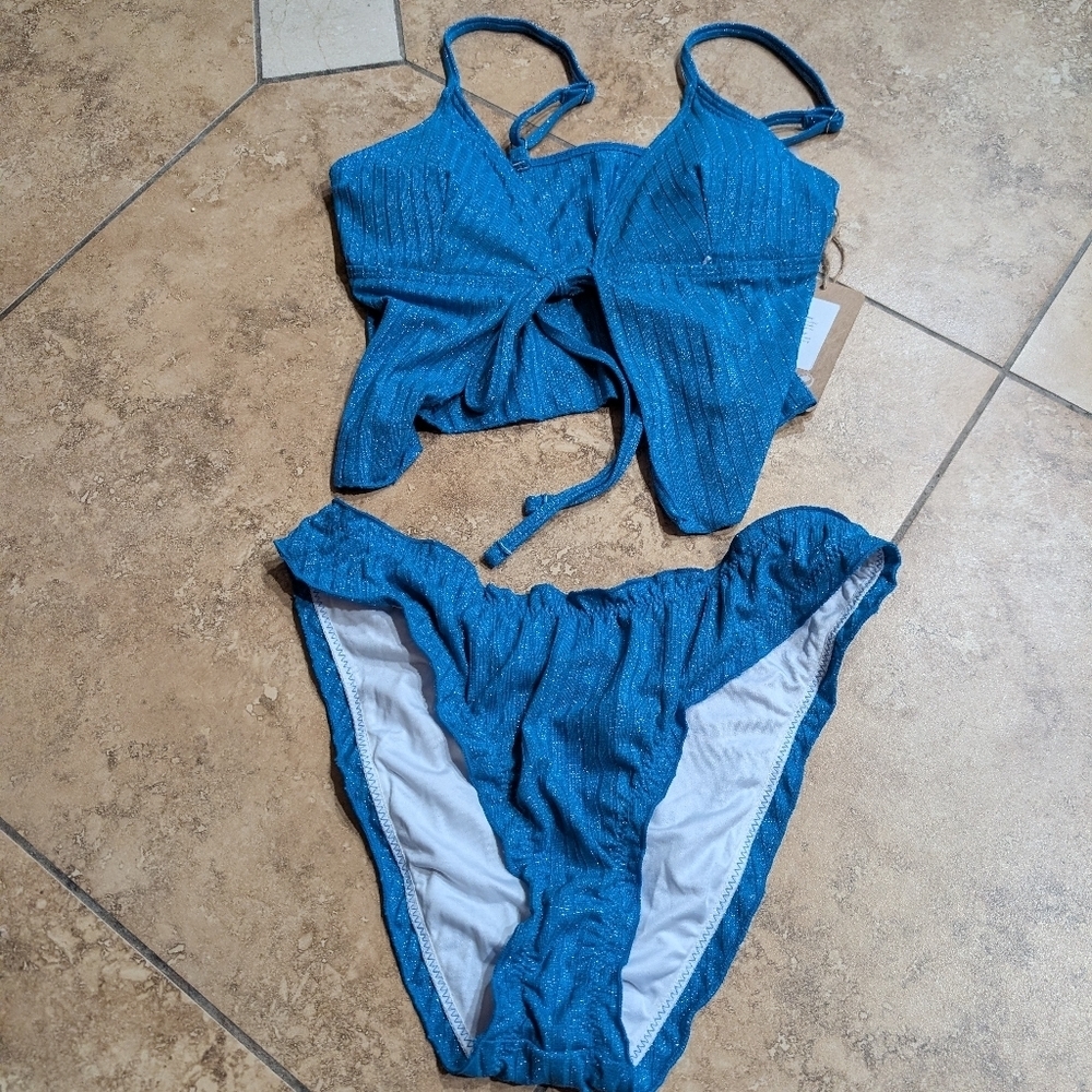 Samiol / NWT / Small / Blue glitter Tankini set